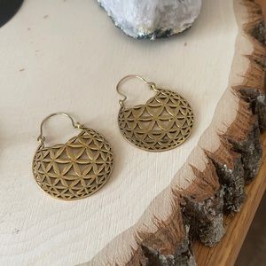 Brass flower of life earrings